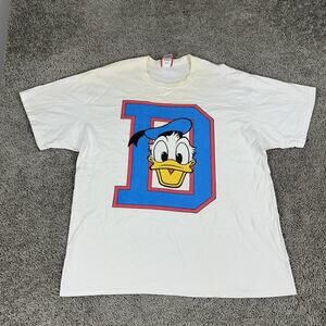 VINTAGE Disney Donald Duck Shirt Mens One Size White Made USA Parks Graphic 90s